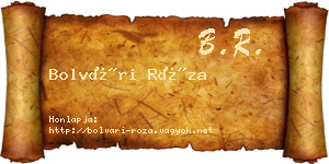 Bolvári Róza névjegykártya